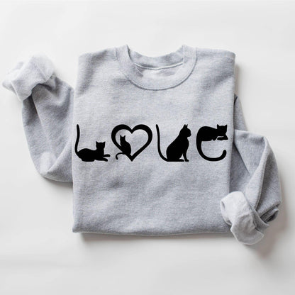Katzen-Sweatshirt – Katzenliebe-Shirt – schwarzes Katzen-Mama-Shirt - GiftHaus