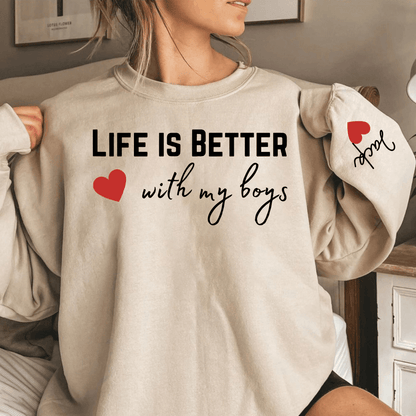 "Leben mit meinen Jungs" Sweatshirt - Personalisiert für Mütter - GiftHaus