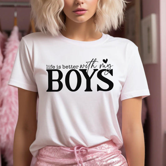 Life is Better With My Boys Shirt - Mom of Boys Gift - GiftHaus