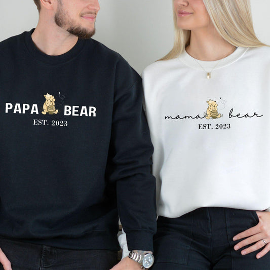 Mama Bär Papa Bär Sweatshirt Set - Geschenk für frischgebackene Eltern - GiftHaus