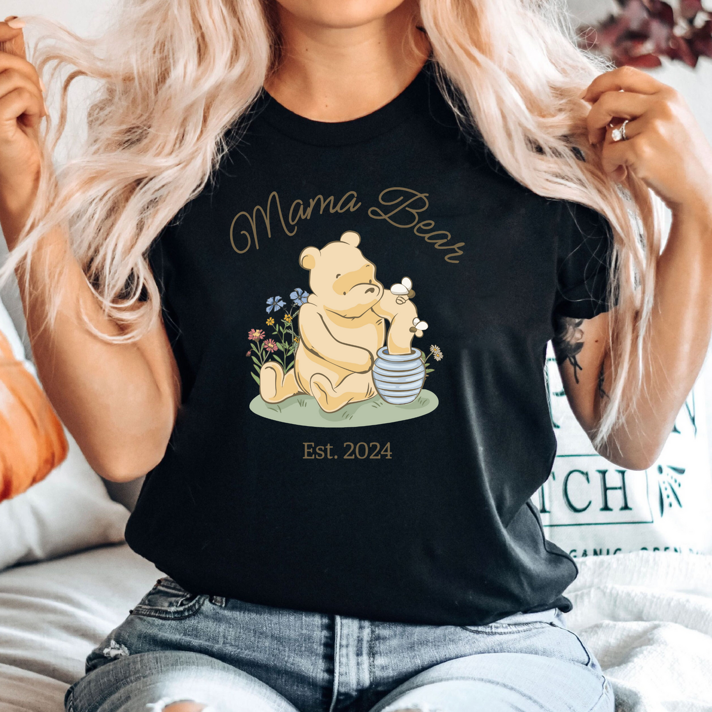 "Mama Bär Pooh" T-Shirt - Personalisierbares Geschenk für Mütter