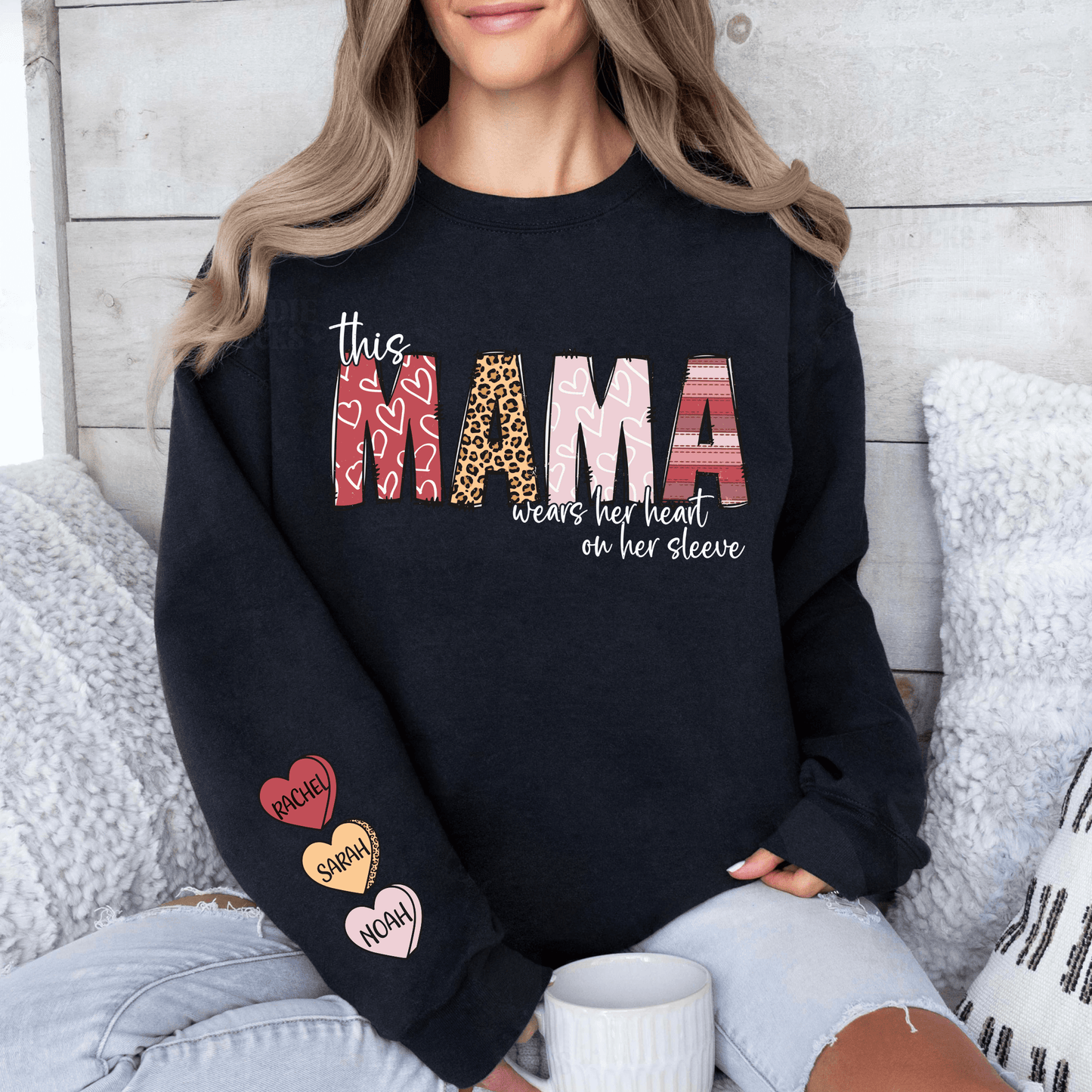 Mama-Herzenssweatshirt – Personalisierbar mit Namen - GiftHaus