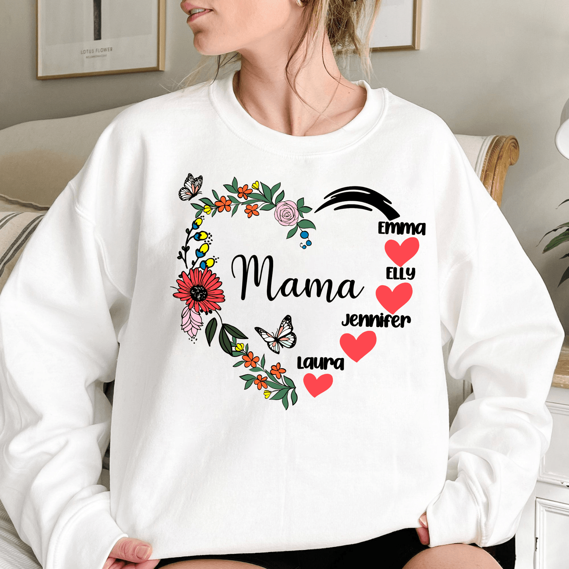"Mama Herzkranz" Sweatshirt - Personalisiertes Geschenk für Mütter - GiftHaus