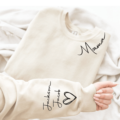 Mama Love Sweatshirt - Children's Names Tenderly on Sleeve - GiftHaus