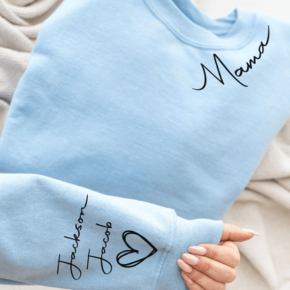 Mama Love Sweatshirt - Children's Names Tenderly on Sleeve - GiftHaus