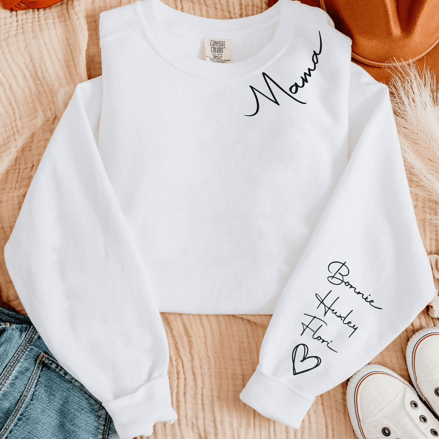 Mama Love Sweatshirt - Children's Names Tenderly on Sleeve - GiftHaus