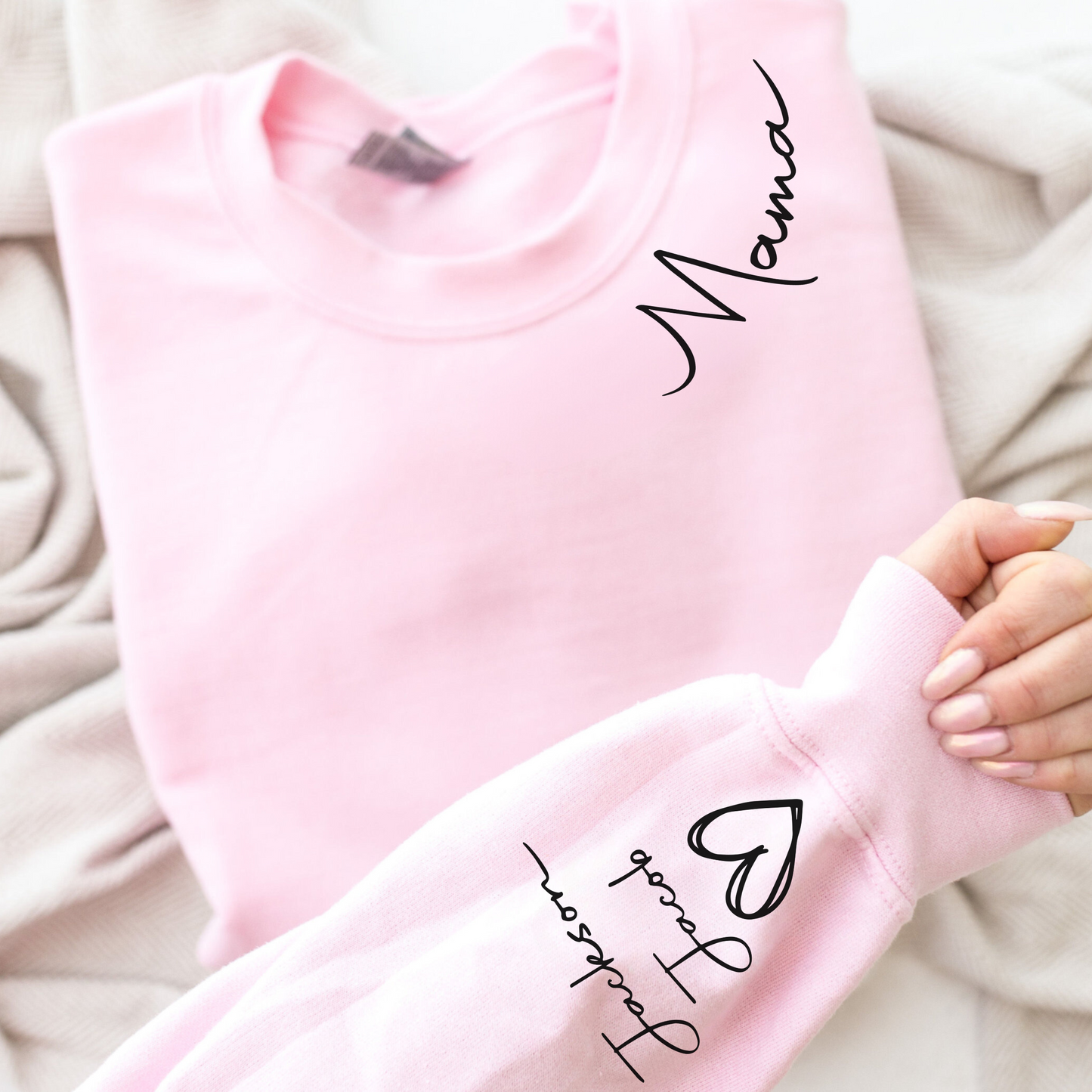 Mama Love Sweatshirt - Children's Names Tenderly on Sleeve