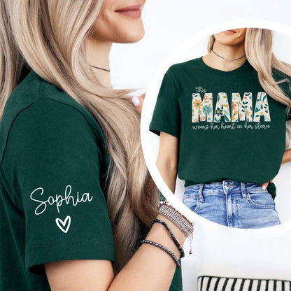 Personalisiert Mama Sweatshirt mit Kindernamen auf dem Ärmel - Geschenk für Mama