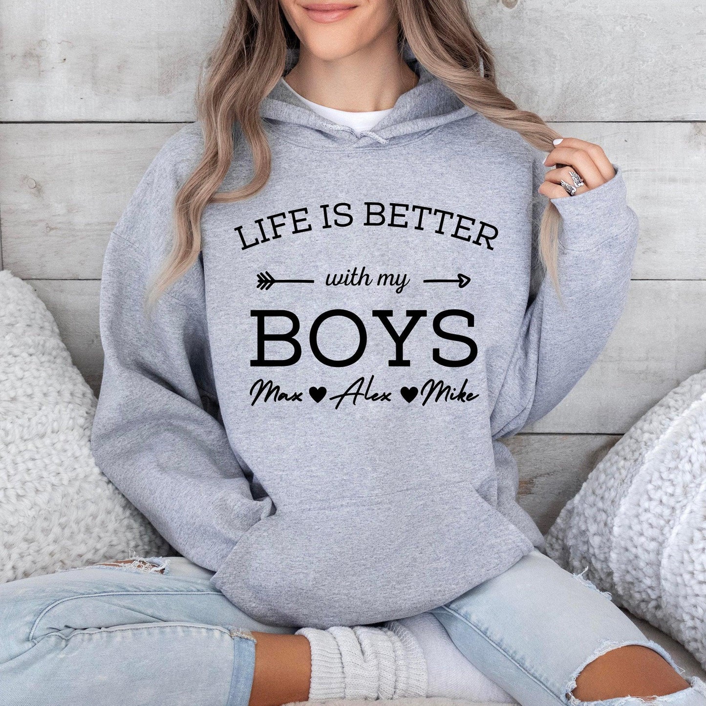 Mit meinen Jungs ist das Leben besser Pullover und Kapuzenpullover - GiftHaus