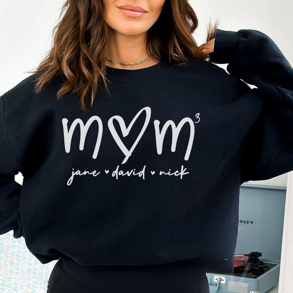 Benutzerdefiniertes Mom of Three Sweatshirt – Personalisierte Mutter von Kindern