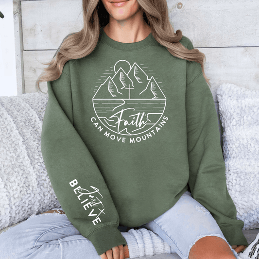 Motivations-Sweatshirt 'Glaube Bewegt Berge' - Kraftvolles Design - GiftHaus