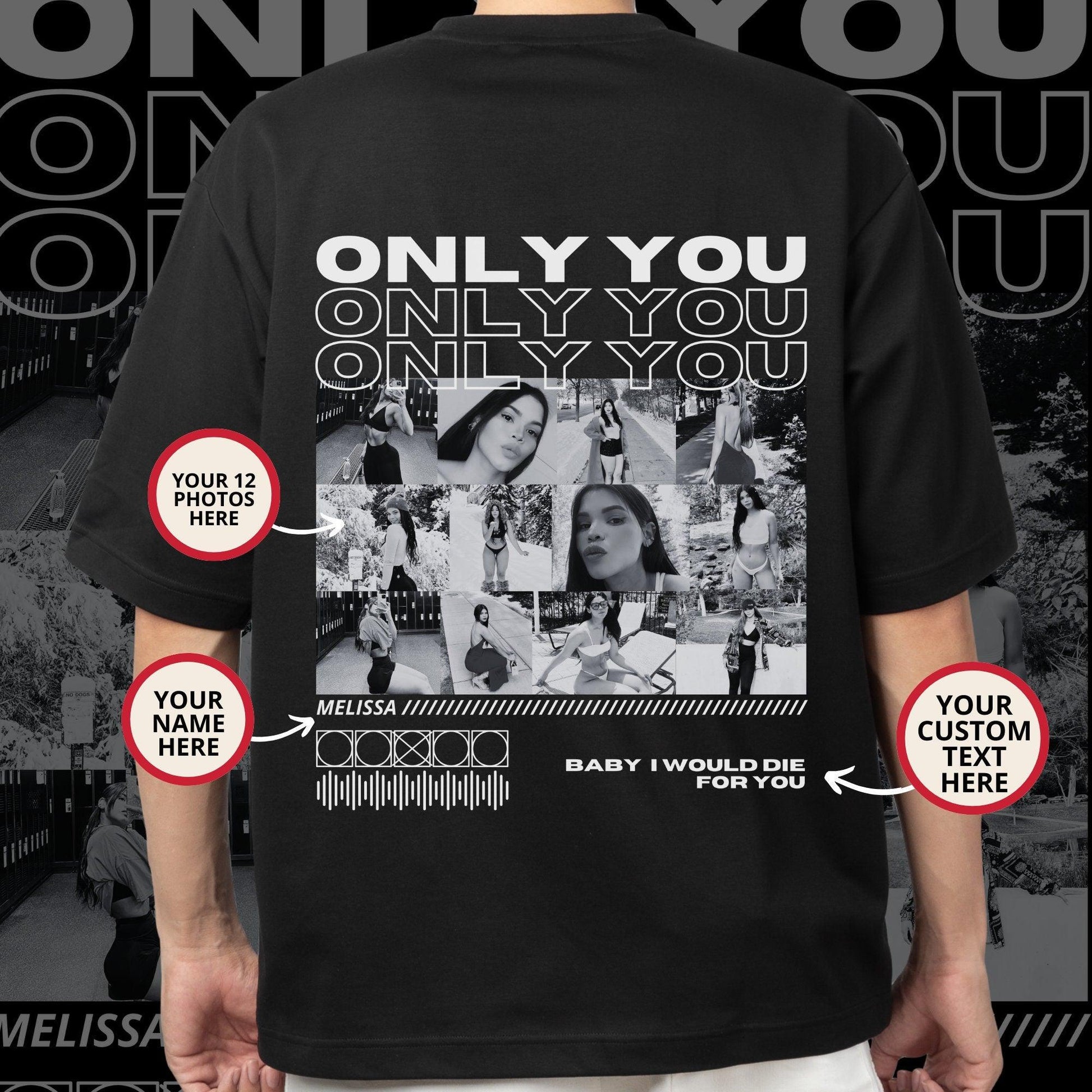 "Only You" - Personalisiertes Fotocollage-T-Shirt für die Freundin - GiftHaus