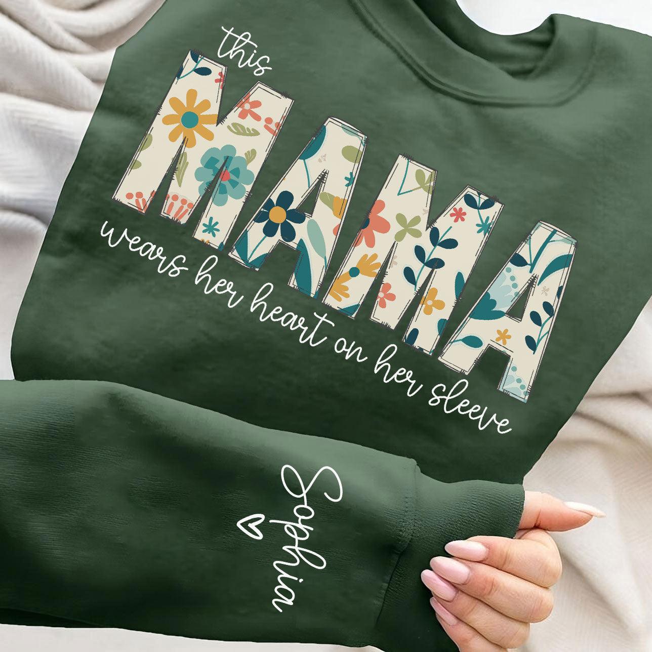 Personalisiert Mama Sweatshirt mit Kindernamen auf dem Ärmel - Geschenk für Mama - GiftHaus