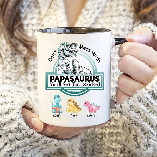 Personalisierte Papasaurus Kaffeetasse - Vatertagsgeschenk für Papa - GiftHaus