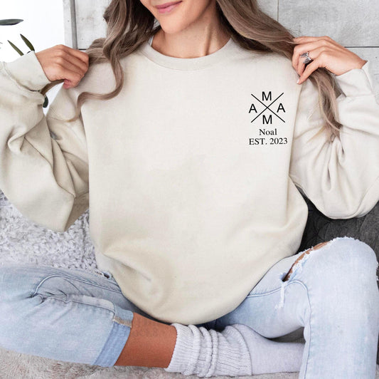 Personalisierter Mama Sweatshirt mit individuellem Namen und Geburtsjahr - GiftHaus