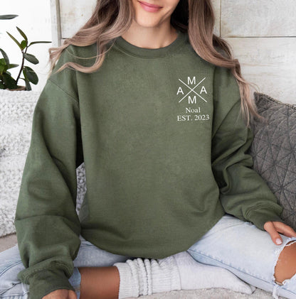 Personalisierter Mama Sweatshirt mit individuellem Namen und Geburtsjahr - GiftHaus