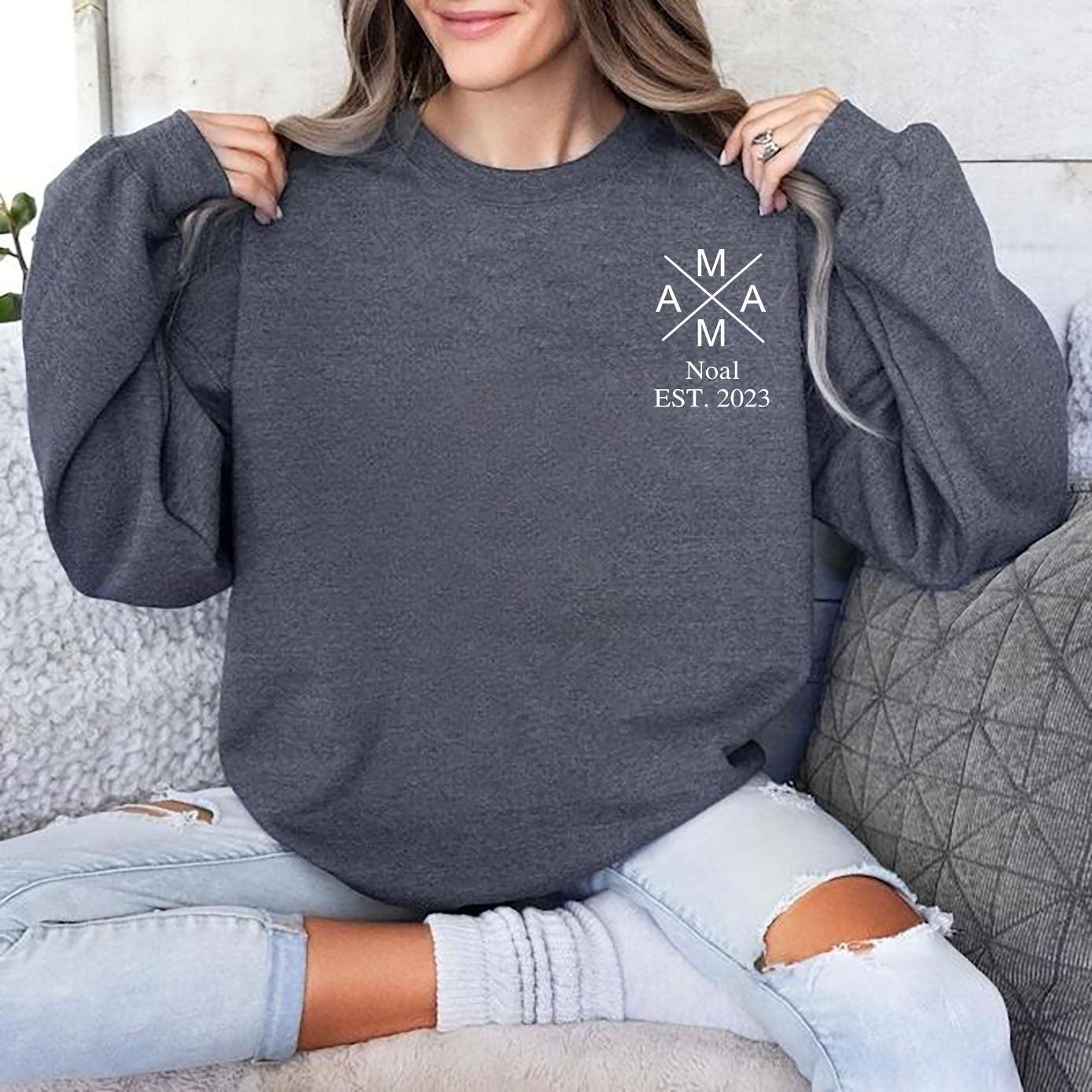 Personalisierter Mama Sweatshirt mit individuellem Namen und Geburtsjahr - GiftHaus