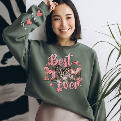 Personalisiertes Best Mom Ever Sweatshirt mit Leopardenmuster - Geschenk für Mama - GiftHaus