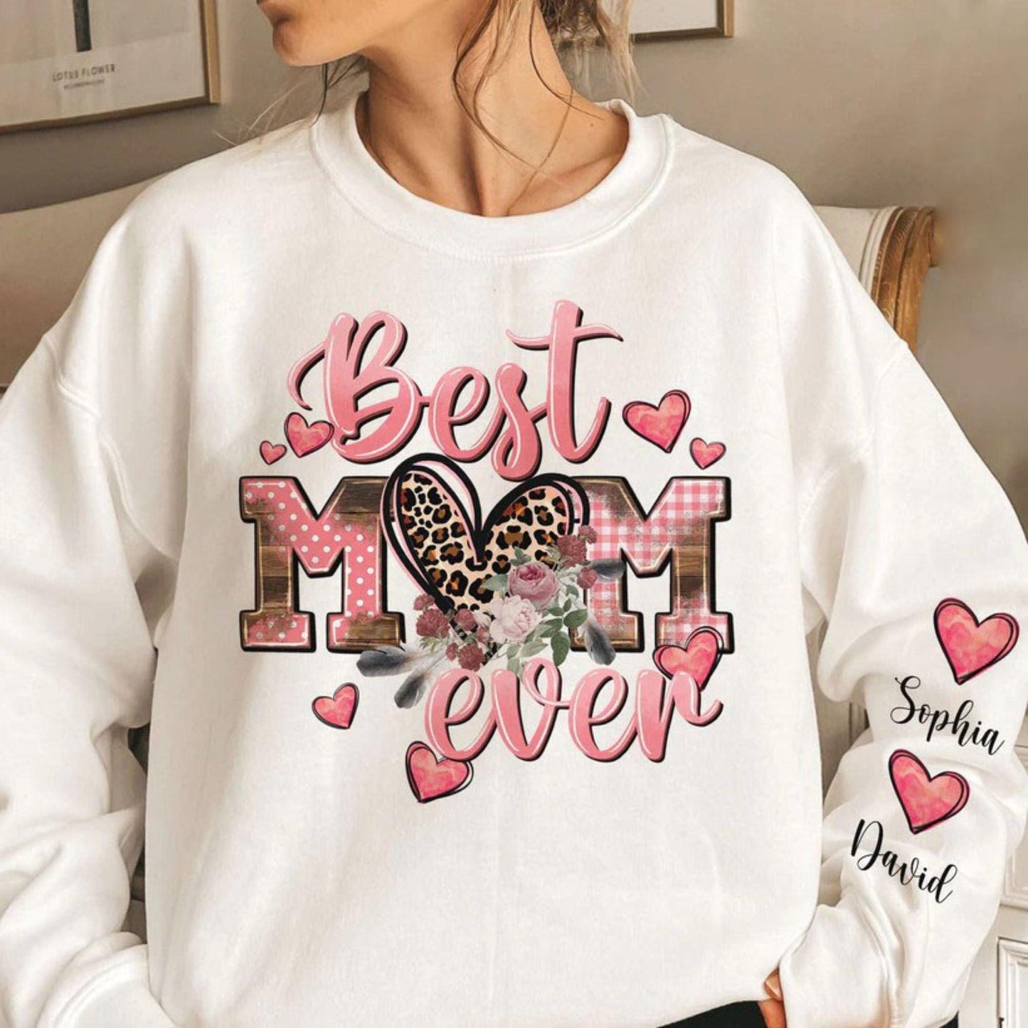 Personalisiertes Best Mom Ever Sweatshirt mit Leopardenmuster - Geschenk für Mama - GiftHaus