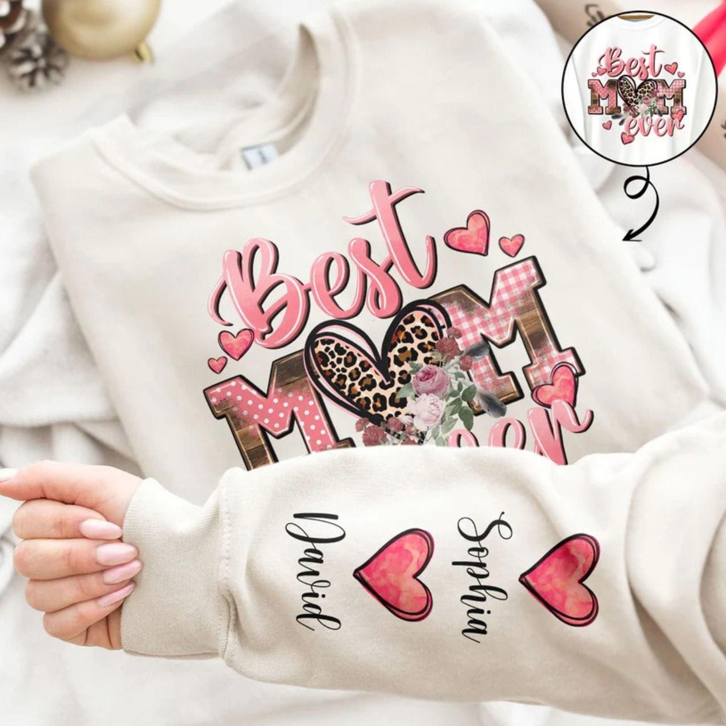 Personalisiertes Best Mom Ever Sweatshirt mit Leopardenmuster - Geschenk für Mama - GiftHaus