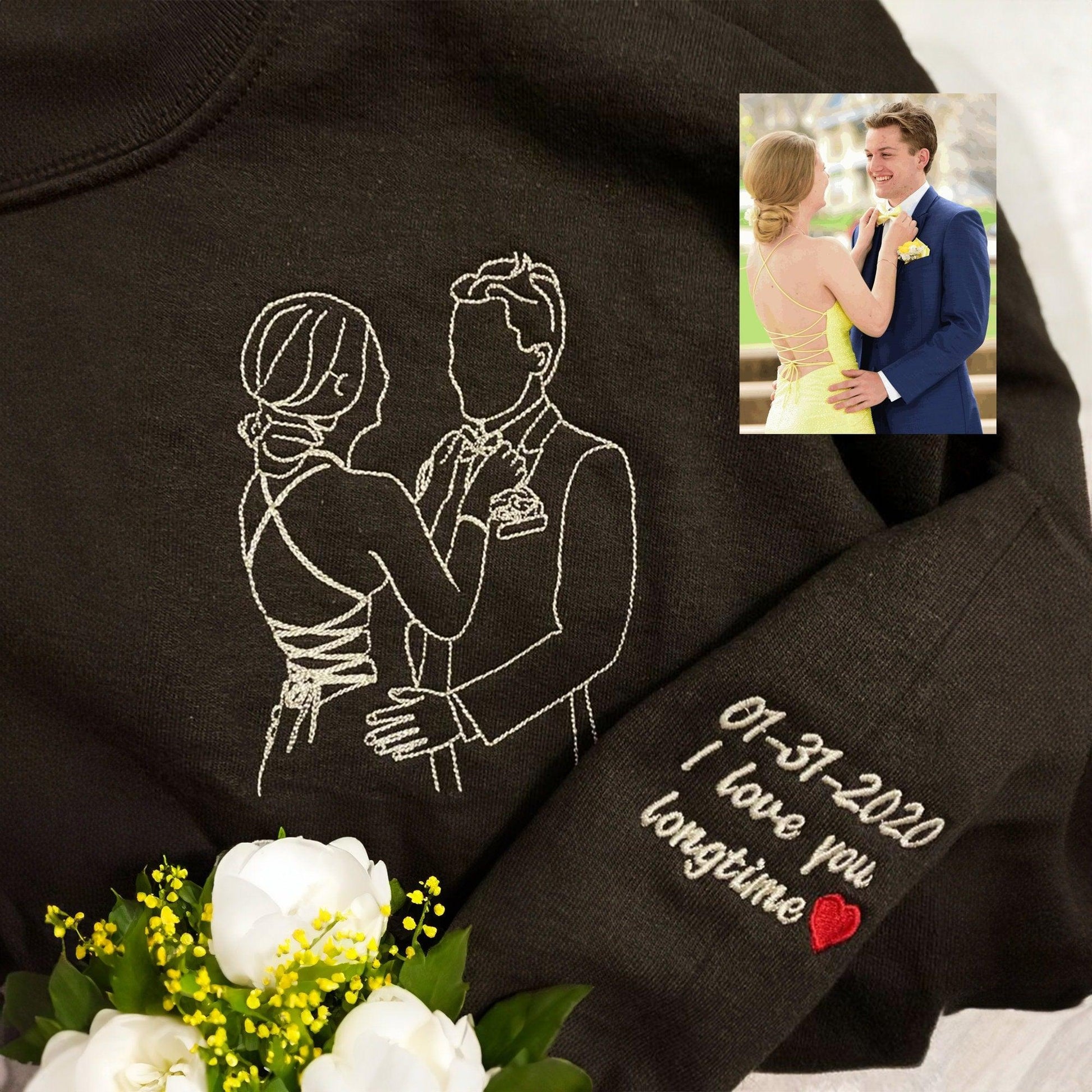 Personalisiertes Besticktes Portrait-Sweatshirt - Unikat für Paare und Familien - GiftHaus