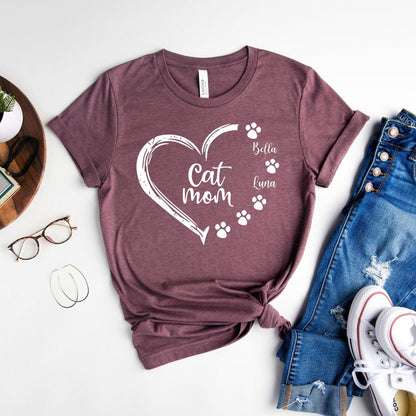 Personalisiertes Katzenmama-Shirt mit Namen - Geschenk für Katzenmama - GiftHaus