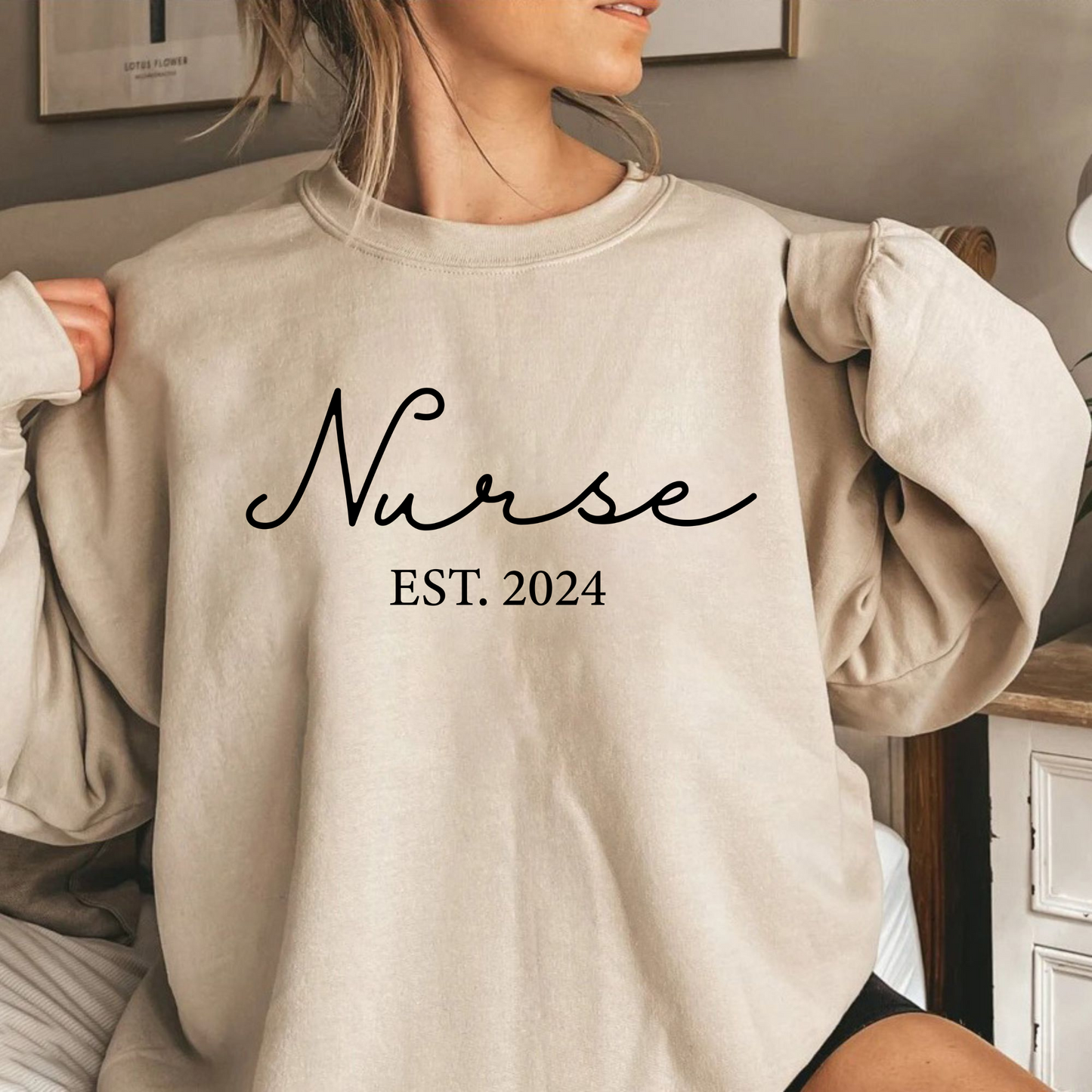 Personalisiertes Krankenschwester-Sweatshirt mit Jahrgang – Anerkennungsgeschenk
