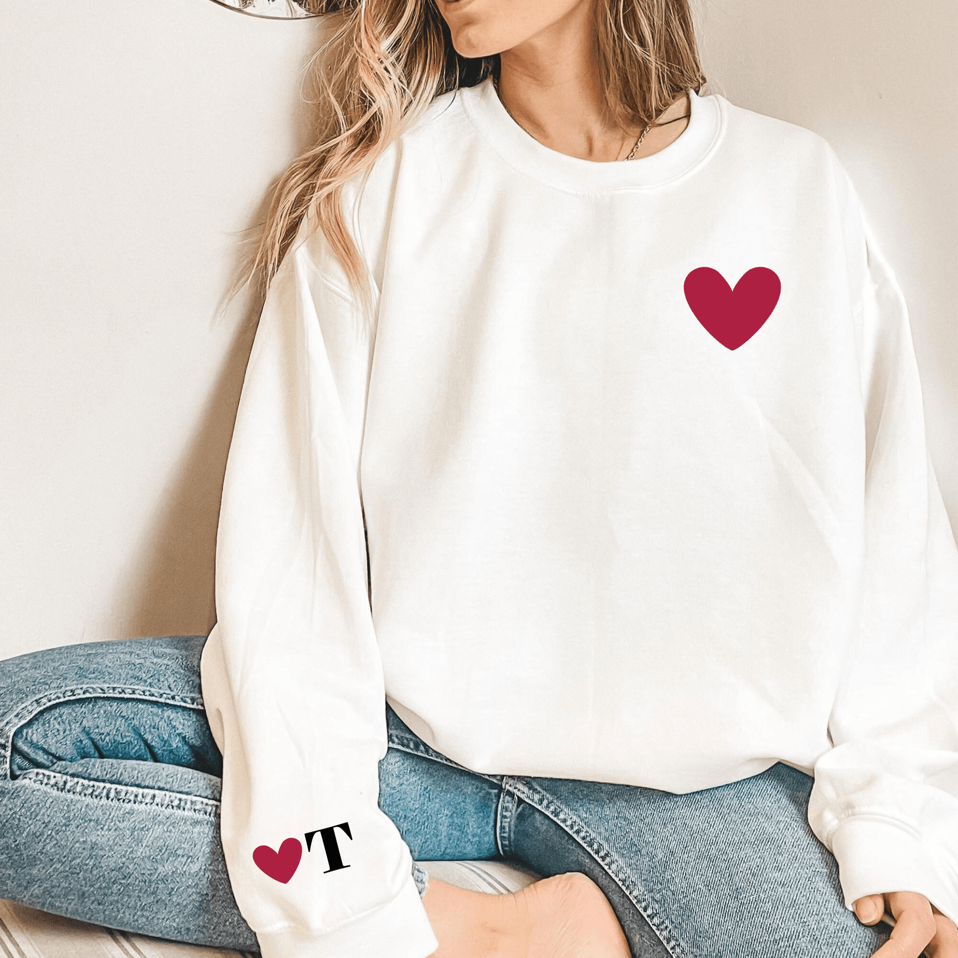 Personalisiertes Liebes-Herz Sweatshirt - Geschenk für Sie zum Valentinstag - GiftHaus