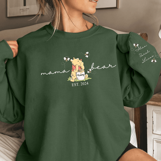 Mama Bär – Personalisiertes Mama Sweatshirt mit Gründungsjahr und Kindernamen auf dem Ärmel