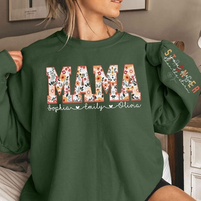 Personalisiertes Mama mit Kindernamen auf dem Ärmel Sweatshirt - Geschenk für Mama - GiftHaus