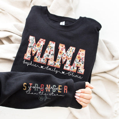 Personalisiertes Mama mit Kindernamen auf dem Ärmel Sweatshirt - Geschenk für Mama - GiftHaus