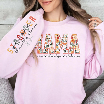 Personalisiertes Mama mit Kindernamen auf dem Ärmel Sweatshirt - Geschenk für Mama - GiftHaus