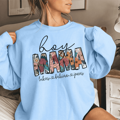 Personalisiertes Mutter-Shirt: 'Boy Mama' mit Kindernamen - GiftHaus