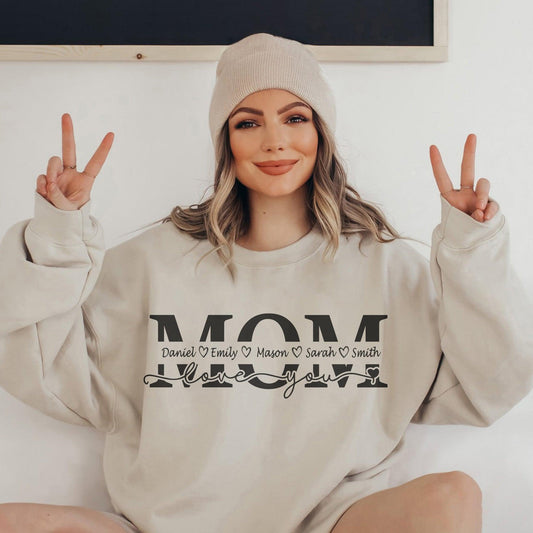 Personalisiertes Mutter Sweatshirt mit den Namen der Kinder - Geschenk für Mama - GiftHaus