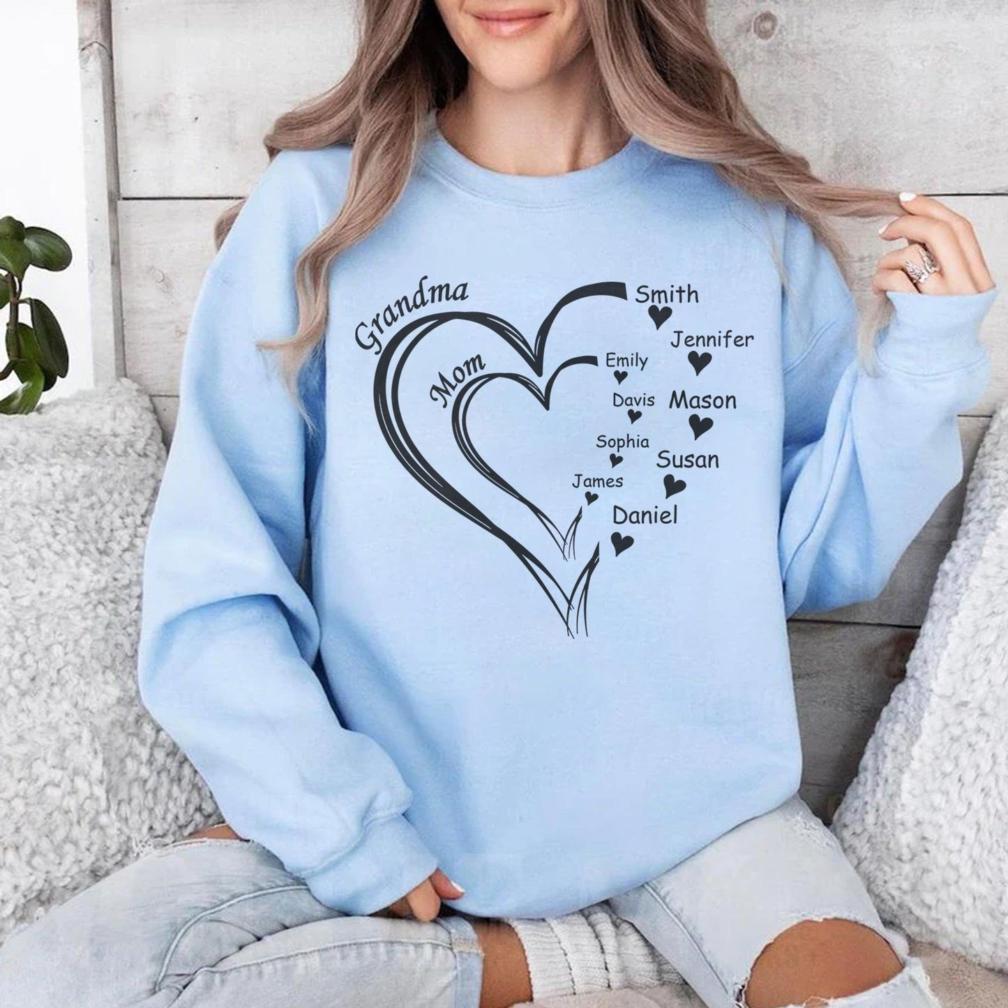 Personalisiertes Oma Herz Sweatshirt und Kapuzenpullover – Muttertagsgeschenk für Oma - GiftHaus