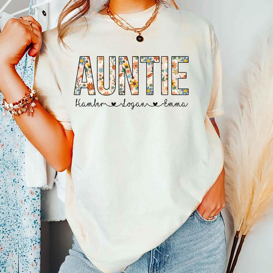 Personalisiertes Tante mit Kindernamen Shirt – Muttertagsgeschenk für Tante - GiftHaus