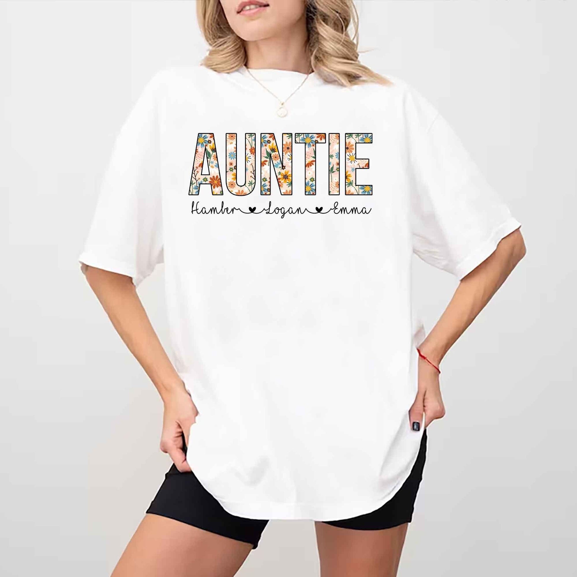 Personalisiertes Tante mit Kindernamen Shirt – Muttertagsgeschenk für Tante - GiftHaus