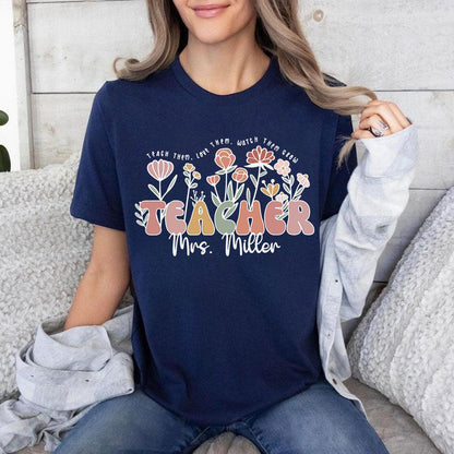 Personalisiertes Wildblumen Lehrer Shirt mit Namen - Geschenk für Lehrer - GiftHaus
