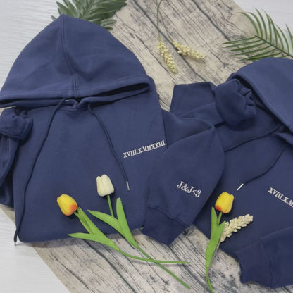 Personalisierte Bestickte Paare-Hoodie - Individuelle Paargeschenke