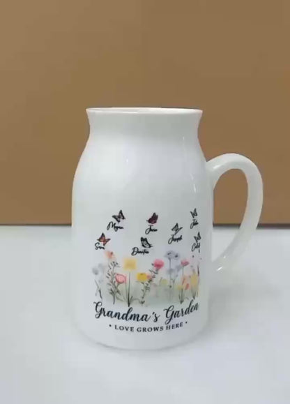 Personalised Grandma's Garden Flower Vase - Grandma Gift