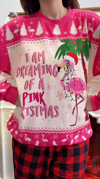 Ich träume von einem rosa Weihnachtsflamingo - Ugly Sweater