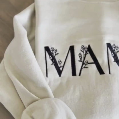 Besticktes Floral Mama Sweatshirt, Mama Rundhalspullover - Geschenk für Mütter, Mama Hoodie