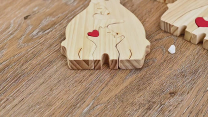 Bear Family Wooden Puzzle - Custom Family Name Gift for Parents and Children