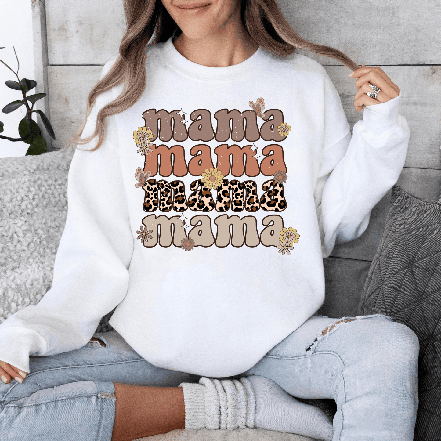 Retro Blumen Mama Sweatshirt - Stilvolles Blumendesign - GiftHaus