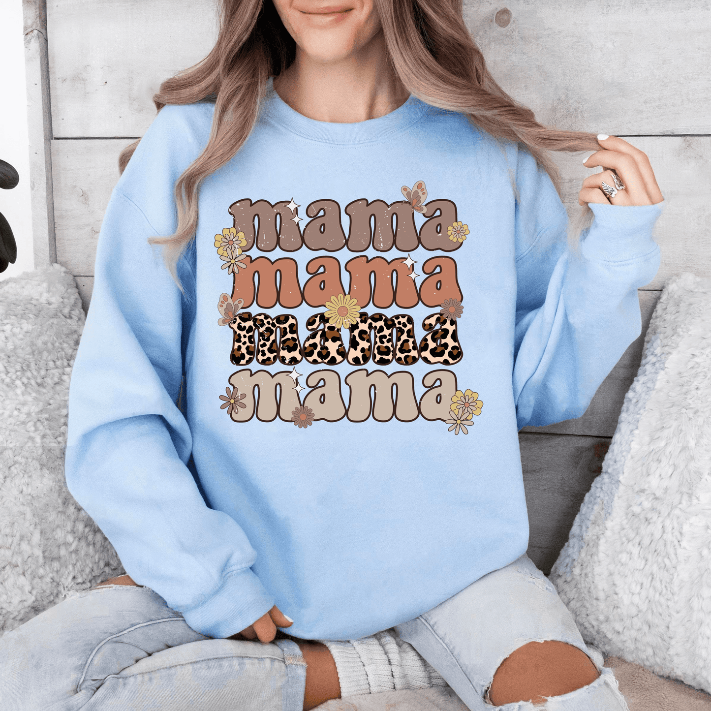 Retro Blumen Mama Sweatshirt - Stilvolles Blumendesign - GiftHaus