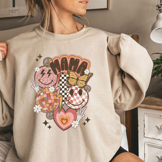 Retro Smiley Mama Sweatshirt - Geschenk für Mama - GiftHaus