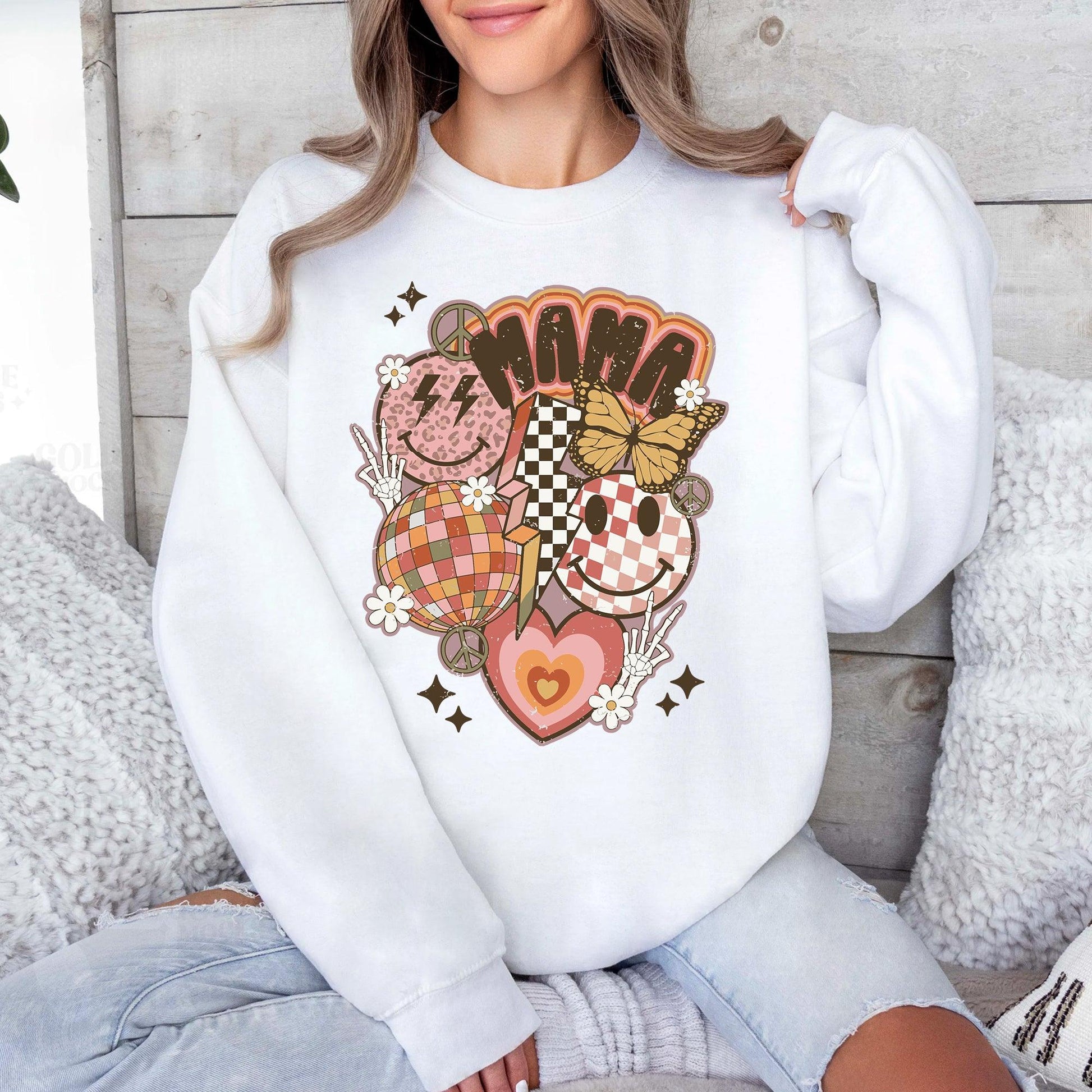 Retro Smiley Mama Sweatshirt - Geschenk für Mama - GiftHaus