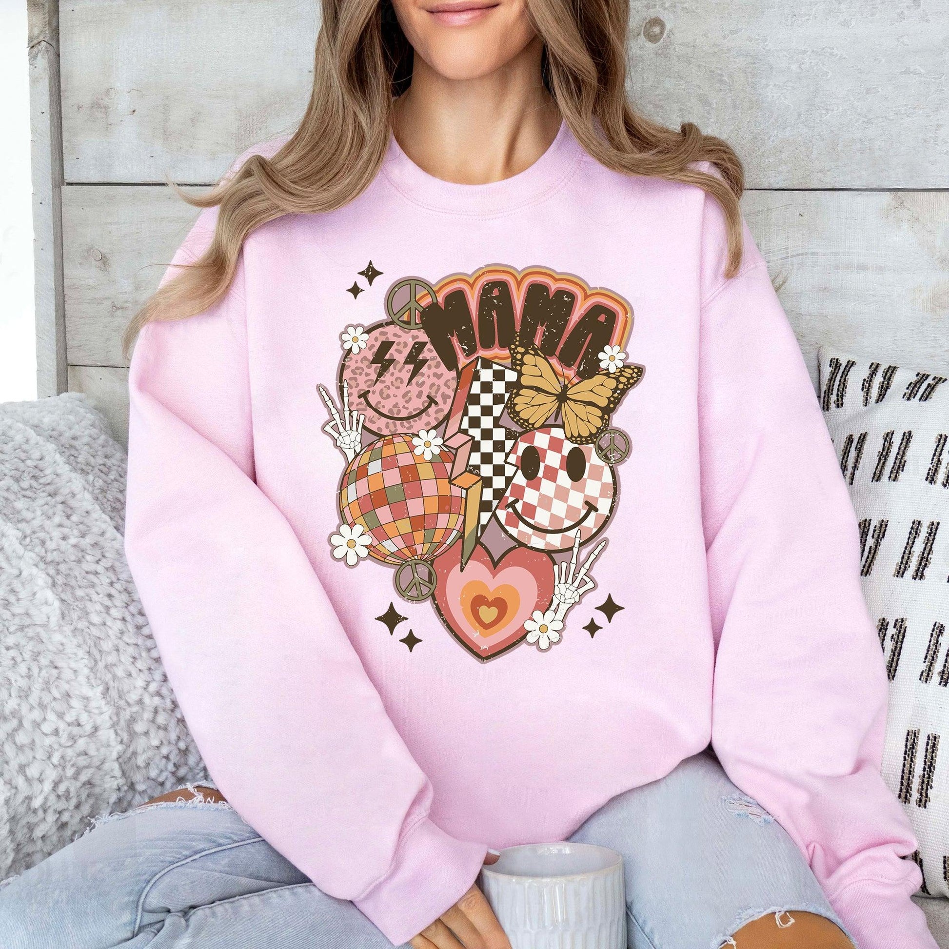 Retro Smiley Mama Sweatshirt - Geschenk für Mama - GiftHaus