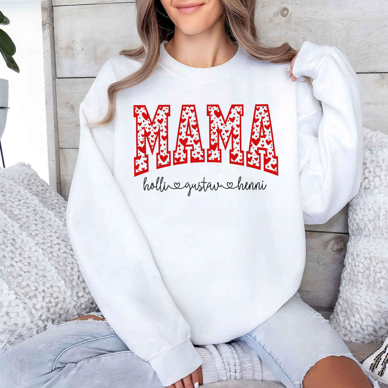 Valentinstag Mama Pullover mit Kindernamen – Liebevolles Geschenk für Mama