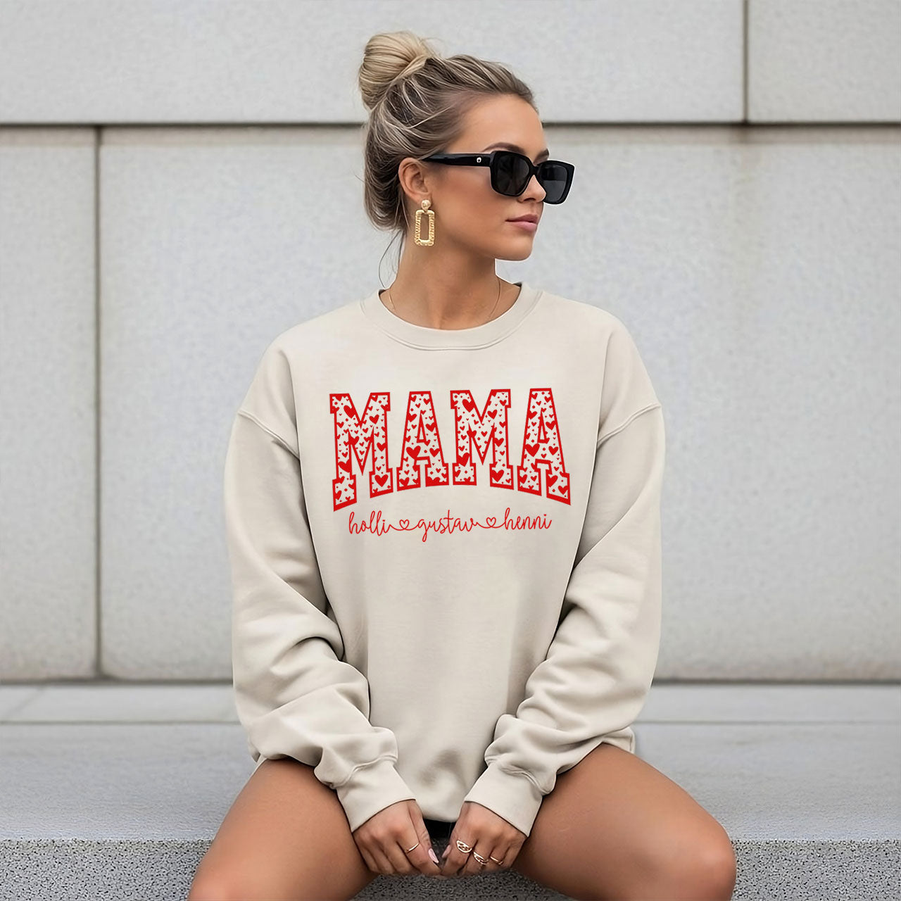 Valentinstag Mama Pullover mit Kindernamen – Liebevolles Geschenk für Mama